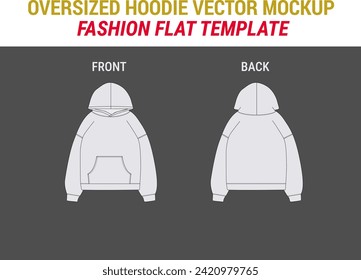 Streetwear Hoodie Sweatshirt Mock up Vector Streetwear Oversize Fit T-Shirt Mock up Drop Shoulder Hoody Hoodie Hoodie Sweatshirt Vector Flat Sketch Sketch 