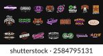 Streetwear logo set. Urban typography t-shirt design bundle, Minimalist typography graphic collection. Streetwear vector set