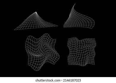 Streetwear mesh Assets 3D wareframe grid futuristic shape abstract urban style collection