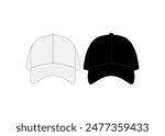 Streetwear Mock-up Templates Trucker Hat Snapback Fitted Cap Hat Vector Illustrations 3D Realistic Black Cap Mockup Modern Fashion Accessories Collection
