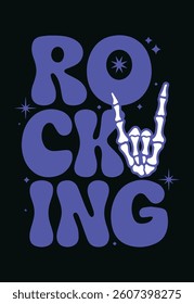 Streetwear Rocking Hand T-shirt Print Design Vector