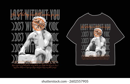 streetwear t shirt design vector illustration, Christian brutalism graphic t-shirt design, urban artwork for clothing design