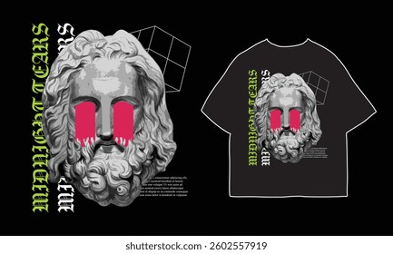 streetwear t shirt design vector illustration, Christian brutalism graphic t-shirt design, urban artwork for clothing design
