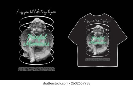 streetwear t shirt design vector illustration, Christian brutalism graphic t-shirt design, urban artwork for clothing design