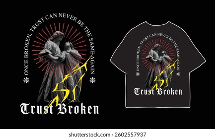 streetwear t shirt design vector illustration, Christian brutalism graphic t-shirt design, urban artwork for clothing design