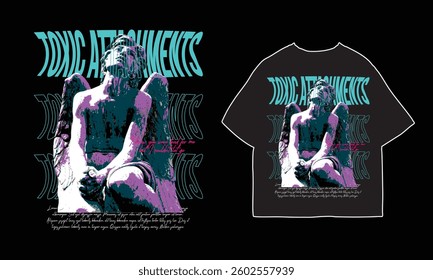 streetwear t shirt design vector illustration, Christian brutalism graphic t-shirt design, urban artwork for clothing design