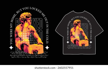 streetwear t shirt design vector illustration, Christian brutalism graphic t-shirt design, urban artwork for clothing design