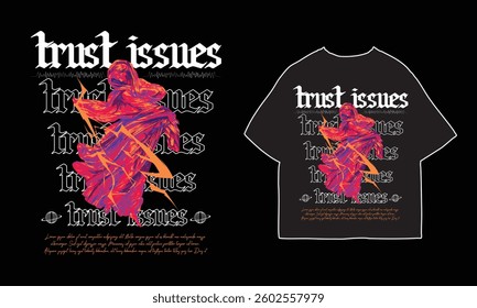 streetwear t shirt design vector illustration, Christian brutalism graphic t-shirt design, urban artwork for clothing design