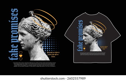 streetwear t shirt design vector illustration, Christian brutalism graphic t-shirt design, urban artwork for clothing design
