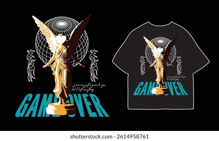 streetwear t shirt design vector illustration, Christian brutalism graphic t-shirt design, urban artwork for clothing design