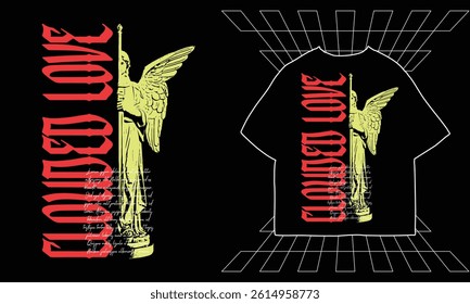 streetwear t shirt design vector illustration, Christian brutalism graphic t-shirt design, urban artwork for clothing design