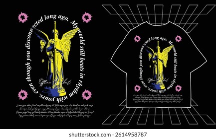 streetwear t shirt design vector illustration, Christian brutalism graphic t-shirt design, urban artwork for clothing design