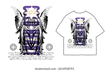 streetwear t shirt design vector illustration, Christian brutalism graphic t-shirt design, urban artwork for clothing design
