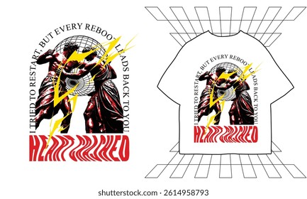 streetwear t shirt design vector illustration, Christian brutalism graphic t-shirt design, urban artwork for clothing design