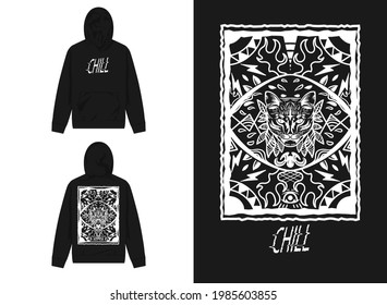 streetwear tribal design black and white