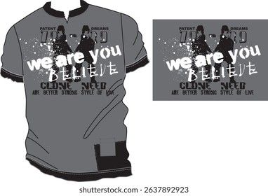 Streetwear T-shirt design with bold typography and a retro aesthetic