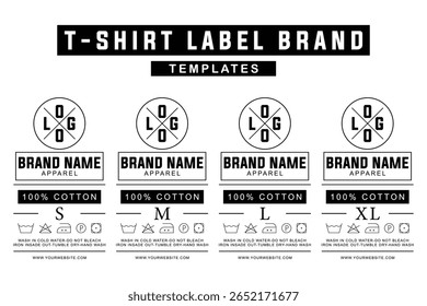 Streetwear T-Shirt Label Templates. Editable Premium Cotton Tags for Apparel Branding