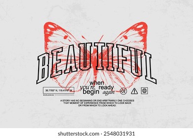 streetwear typography quotes graphic tee design style template vector