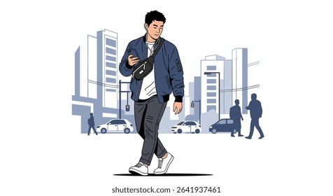 Streetwear Urban Style Man Fashion Outfit in a City Environment Cartoon