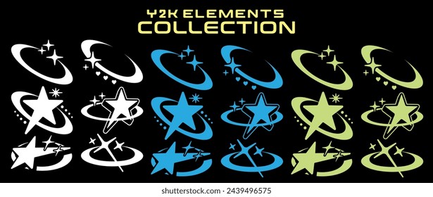 Streetwear y2k graphic assets set. Rave, acid, retro futuristic, elements for slogan, quotes, typography, poster, banner. Geometric shapes, symbols, icons. Aesthetic graphic set. Vector style