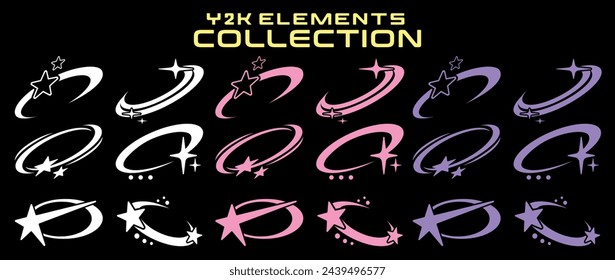 Streetwear y2k graphic assets set. Rave, acid, retro futuristic, elements for slogan, quotes, typography, poster, banner. Geometric shapes, symbols, icons. Aesthetic graphic set. Vector style