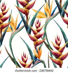 Strelitzia, pattern, watercolor