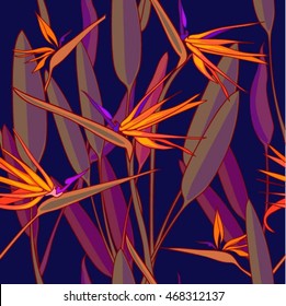 Strelitzia reginae. Seamless, endless background