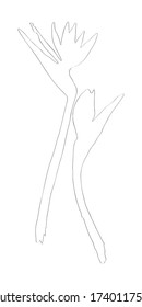 Strelitzia vector sketch. Black silhouette of strelitzia flowers isolated on white background. Strelitzia, crane lily, bird of paradise. Botanical vector illustration.
