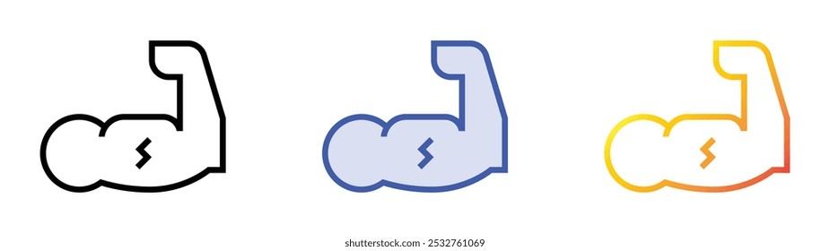 strenght icon. Linear, Blue Fill and Gradient Style Design Isolated On White Background