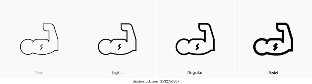 strenght icon. Thin, Light Regular And Bold style design isolated on white background