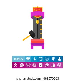 Strength ausement with hitting hammer icon