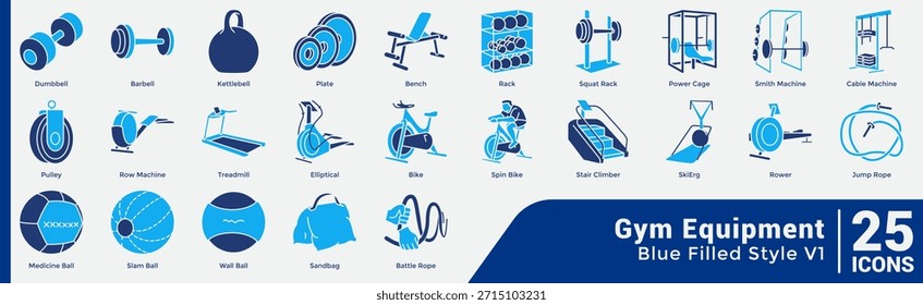 El Paquete Essentials de Strength Cardio ofrece 25 íconos para equipos de gimnasia básicos y planificación de entrenamientos. Estilo de doble tono.