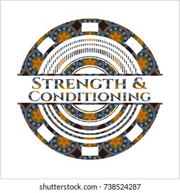 Strength and Conditioning arabesque emblem. arabic decoration.