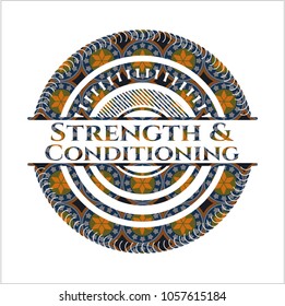 Strength and Conditioning arabesque emblem background. arabic decoration.