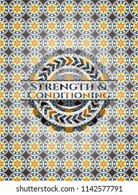 Strength and Conditioning arabesque style emblem. arabic decoration.