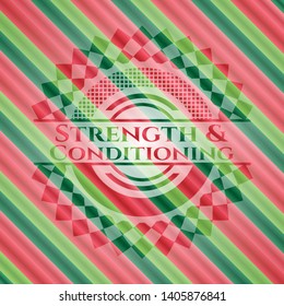 Strength and Conditioning christmas emblem. Vector Illustration. Detailed.