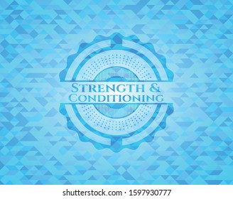 Strength and Conditioning light blue emblem with mosaic background