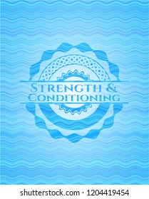 Strength and Conditioning light blue water wave badge.