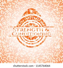 Strength and Conditioning orange mosaic emblem with background
