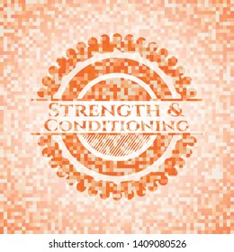 Strength and Conditioning orange mosaic emblem with background