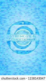 Strength and Conditioning sky blue emblem with mosaic ecological style background