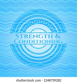 Strength and Conditioning water representation emblem background.