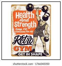 “health and strength" was created with vector format. Can be used for digital printing and screen printing