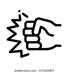 Strength Fist Punch Icon Vector. Outline Strength Fist Punch Sign. Isolated Contour Symbol Illustration