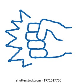 Strength Fist Punch sketch icon vector. Hand drawn blue doodle line art Strength Fist Punch sign. isolated symbol illustration