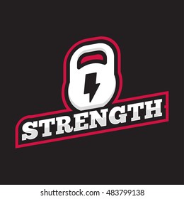 Strength. Flat vector icon, logo, logotype, symbol, mark design illustration on dark background. Can be used for sport, workout or gym.