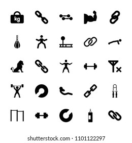 Strength icon. collection of 25 strength filled icons such as lion, chain, abdoninal workout, link, power lifter. editable strength icons for web and mobile.