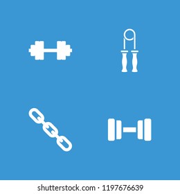 Strength icon. collection of 4 strength filled icons such as chain, barbell   isolated, barbell. editable strength icons for web and mobile.