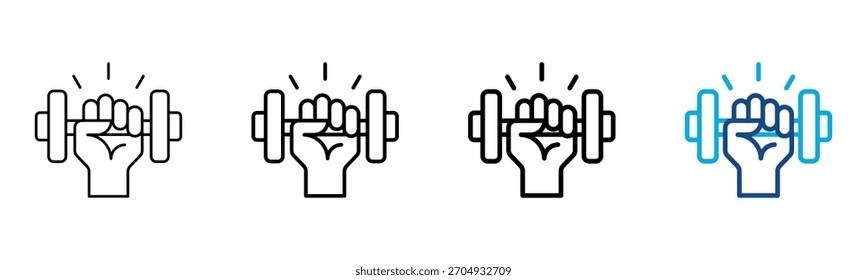 Strength Icon Different Style Outline Collection Set Vector Illustration
