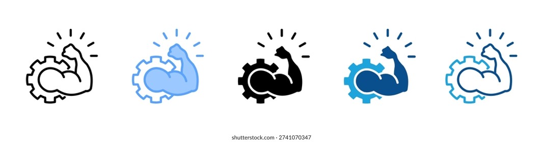 Strength icon set multiple style collection